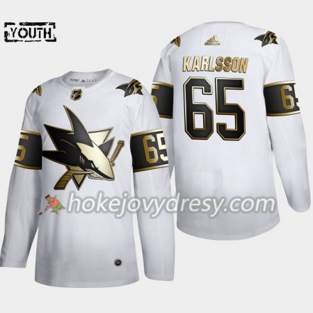 Dětské Hokejový Dres San Jose Sharks Erik Karlsson 65 Adidas 2019-2020 Golden Edition Bílá Authentic